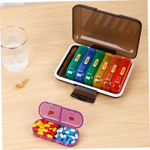 Mikinona Portable Weekly Pill Organizer Day Medicine Case for Travel and Durable Design for Easy Dispensing Protects