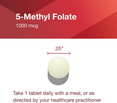 PROTOCOL FOR LIFE BALANCE 5-Methylfolate 1,000mcg, Superior Bioavailability, Folate Supplement for Brain Support, 90