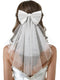 SWEETV Bridal Hair Bow Veil, White Bow Clip Bachelorette Party Decorations, Pearl Accessories for Bride to Be