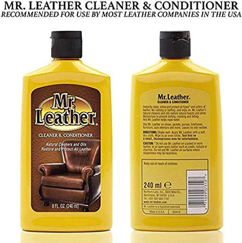 Leather Cleaner & Conditioner for Automotive, Upholstery, Leather Luggage and Bags, Liquid Pack of 2