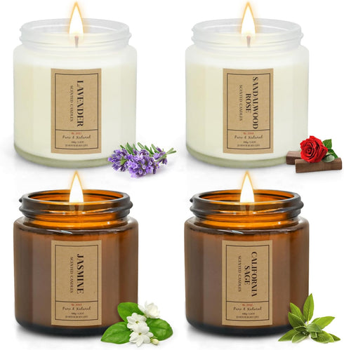 Candle Gift Set for Home 4 Pack Scented Soy Wax Candles, Lavender,