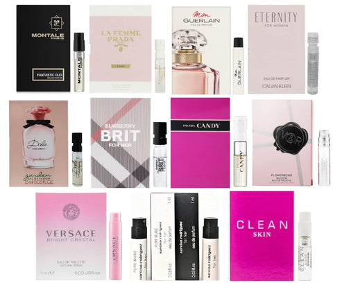 Designer Perfume Sampler Set Lot x 12 Sample Vials - High End Fragrance Samples for Women