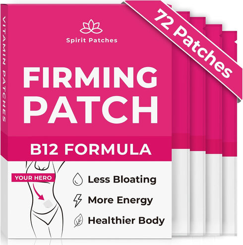 Firming B12 Patches (Pack of 72) - Natural Vitamin Patches for Women, Energy & Body Support