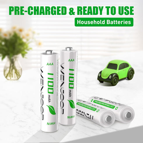 WENJOOP 8 Pack 1100mAh 1.2V Rechargeable AAA Batteries NiMH High Capacity, Low Self Discharge Triple A Batteries