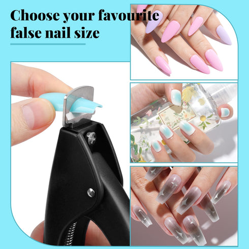 MORGLES Acrylic Nail Clipper with Magnets, Magnet Nail Cutters for Fake Tips with Length Measurement, Black