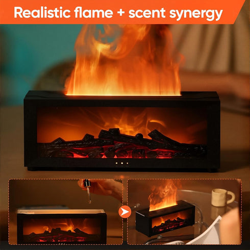 Humidifier,220ml Sakerplus Oil Aroma Diffuser, Fireplace Flame Aroma Diffuser & Capacity LED Essential Oil Diffuser