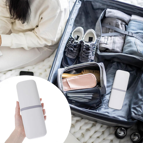 Travel Toothbrush Cup Case, Portable PP Seal Holder for Toothbrush & Toothpaste, Multi-Function Container (White)