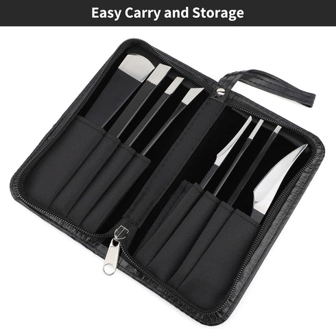 Pedicure Knife Kit, 8pcs Black Foot Dead Callus Remover Stainless Steel Tools for Professional Nail Care
