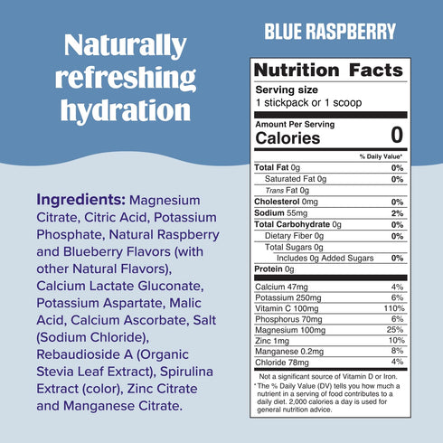 Ultima Replenisher Daily Electrolyte Powder Drink Mix, Sugar Free Blue Raspberry, 30 Servings, Keto Friendly