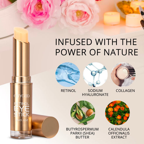 Retinol Eye Stick with Collagen, Hyaluronic Acid for Dark Circles, Wrinkles in 3-4 Weeks, Under Eye Cream Anti Aging