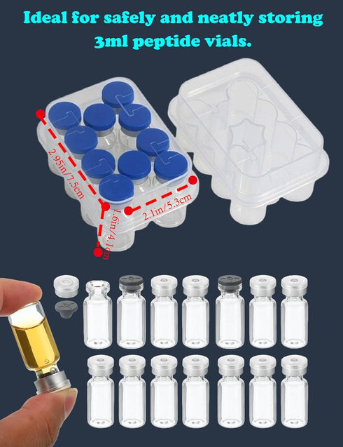 Theradaily 2 Pack 3ml 10 3ml Peptide Case for Vials, Insulin Vial Holder for Fridge, Peptide Storage Organizer Case