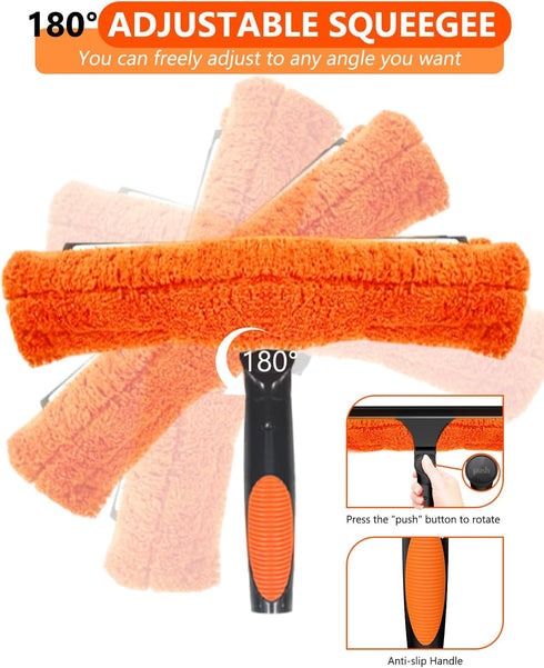 Squeegee for Window Cleaning Kit, Extendable Duster Cleaning Kit with Bendable and Adjustable Head