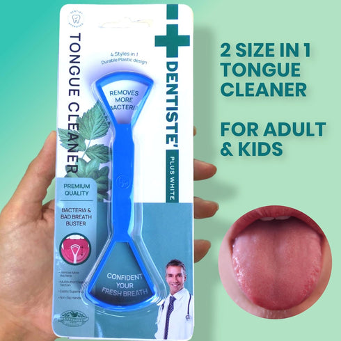 Tongue Scraper for Adults, Plastic Cleaner 2 Size in 1, Bad Breath Treatment for Kids, Easy to Use Hygiene Tool