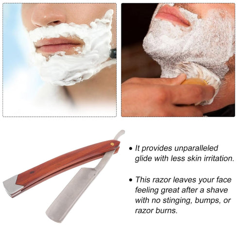 Straight Razor - Professional Barber Razor for Men with Wood Steel Shaving Carbon for Home & Salon Grooming
