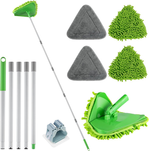 RONSUNG Wall Cleaner Triangle Mop with 82'' Long Handle - Wall Scrubber, Cleaning
