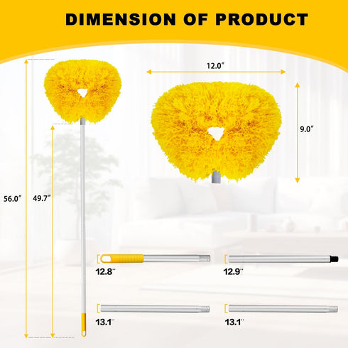 Heonay 13 49.7 Inch Ceiling Fan Cleaner Duster Reusable Microfiber Ceiling Fan Blade Cleaner Removable Duster