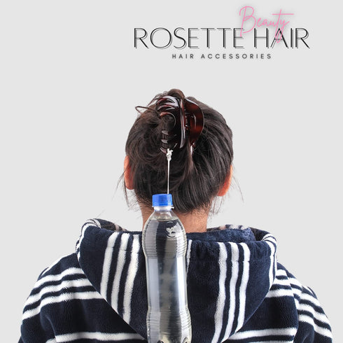 Rosette Large Chic Styling Glass Claw Clip Hair Clamps, Grips for Thick Hair, Women and Girls