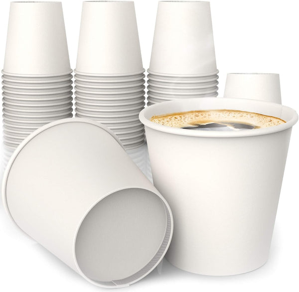 Lakesstory 4 oz White Paper Cups, 50 ct Hot Beverage Cup for Coffee, Tea, Water