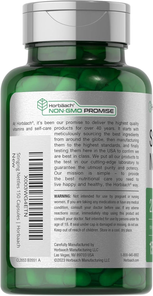 Horbaach Stinging Nettle Capsules, 2000mg, 150 Count, Herbal Leaf Extract Supplement, Non-GMO, Gluten Free
