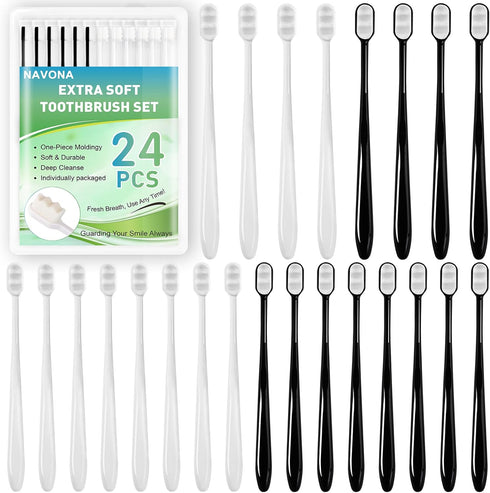 24 PCS Ultra Soft Toothbrush - Extra Soft Bristles for Adults, Gentle on Fragile Gums