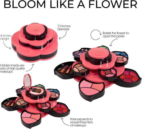 Toysical Makeup Kit for Teens, Flower Makeup Palette Gift Set for Girls 10-12, Full Starter Kit for Beginners