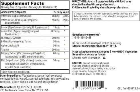 Klaire Labs Ocuthera, Hypoallergenic Lutein, Zeaxanthin & Bilberry Extract Formula for Antioxidant Eye Support (60