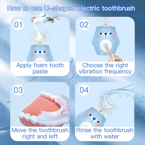 Kids Electric U Shaped Toothbrush Replacement Brush Head with 3 Normal and 2 U Shaped Brush Heads - Age 2-7