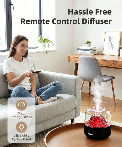 Small Essential Oil Diffuser for Home, Stylish Volcano Mountain View & Colorful Lighting, Aromatherapy Aroma Diffusers