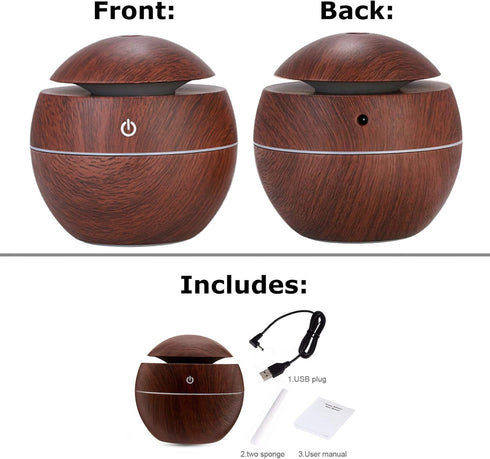 Ultrasonic Aroma Diffuser - Aroma Diffuser Dark Wood for Essential Oil - Aromatherapy Diffusers - Home, Office, Yoga