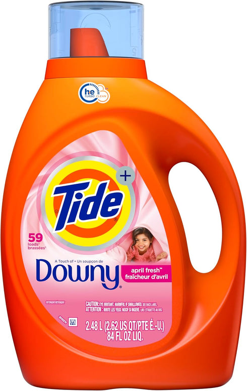 Tide Plus A Touch of Downy Liquid Laundry Detergent, April Fresh, 84 Fl Oz, 59 Loads, HE Compatible