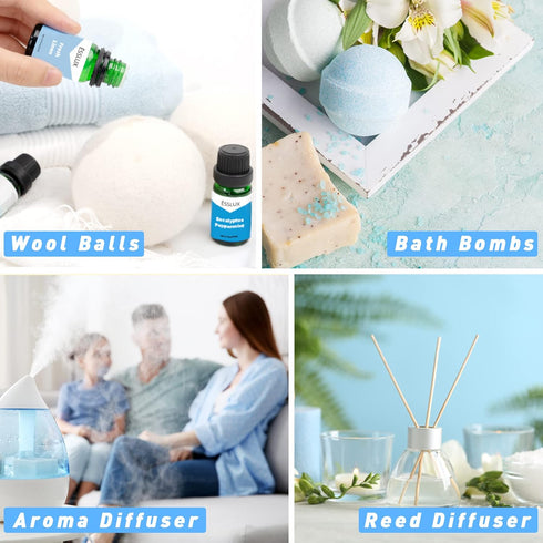 Fragrance Oil, ESSLUX Clean Set of Scented Oils for Diffuser, Premium Soap & Candle Making Scents Collection