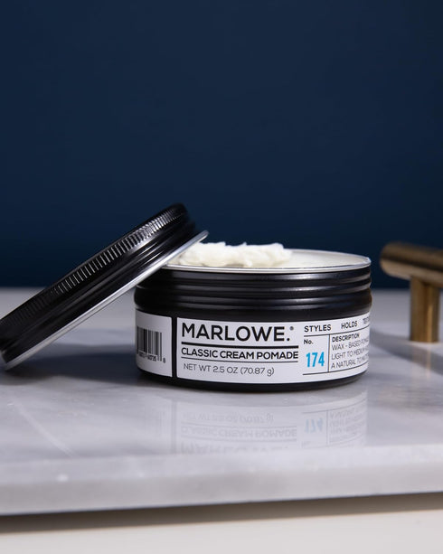 No. 174 Classic Cream Pomade for Men 2.5 oz, Wax-Based Light to Medium Hold, Natural to Matte Finish, Conditioning Coconut Oil & Shea Butter, Original Pine & Agarwood Scent