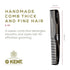 Kent 9T Black Graphite Detangler Comb, Fine Tooth and Wide Tooth, Large Handmade Dressing Comb, Made in England