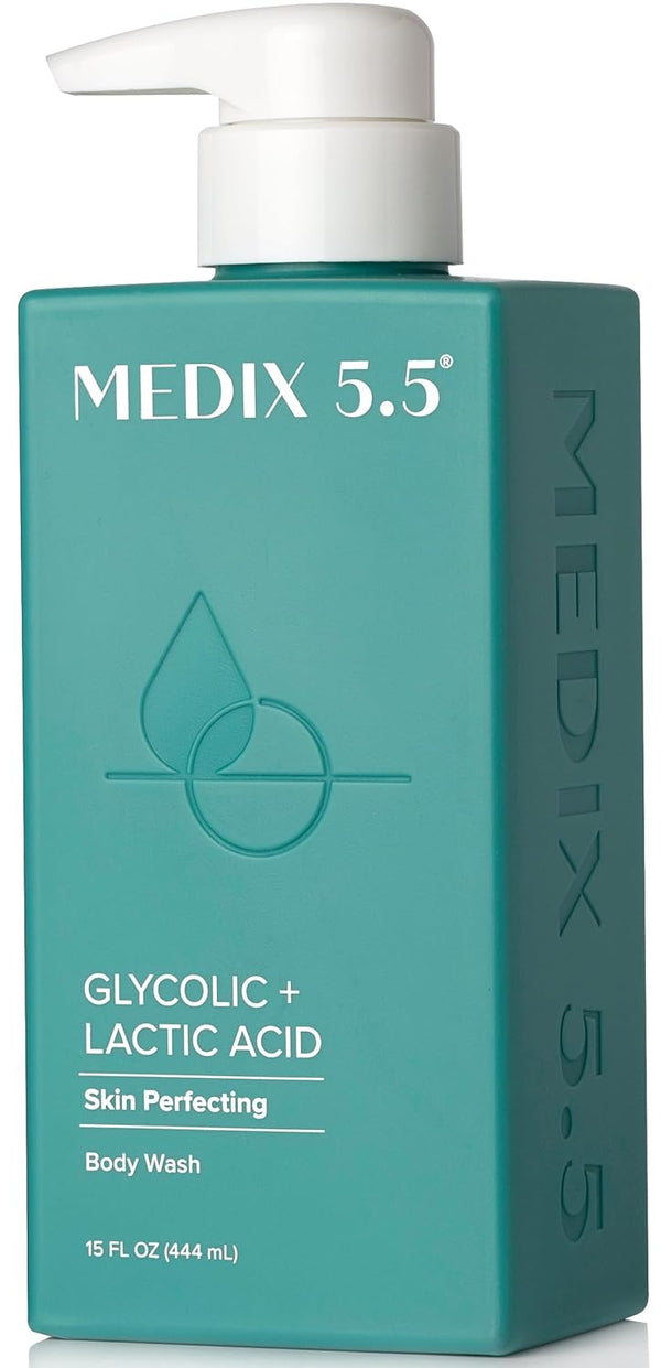 MEDIX 5.5 Body Scrub Skin Care, 15 Fl Oz Glycolic Acid Exfoliating Cleanser for All Skin Types