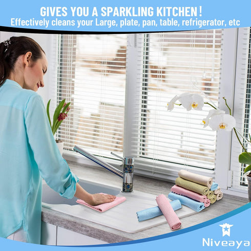 24 Pcs Fish Scale Streak Free Miracle Cleaning Cloth, Lint Free Microfiber Window Mirror Glass Cleaning Cloth
