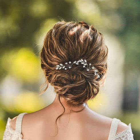Unicra Bride Wedding Crystal Hair Pins Bridal Rhinestone Hair Pieces for Women and Girls Pack of 2 (A-Silver)