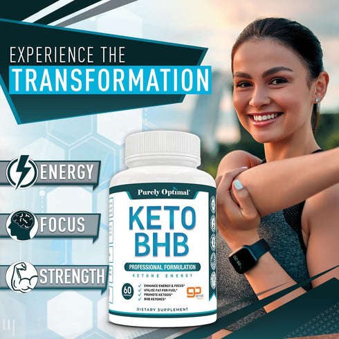 Purely Optimal Keto BHB Capsules – Exogenous Ketone Pills for Ketosis Support, 60 Capsules for Women & Men