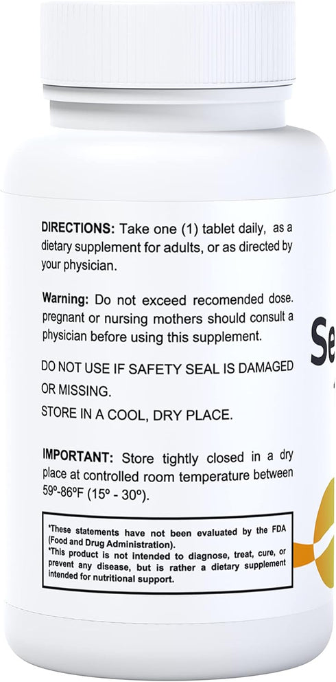Selenium 60 Tablets, Antioxidant and Immune Support for Heart Health – 60 Day Supply