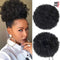 rosmile Afro Puff Clip On Synthetic Ponytail Extension for Black Women, 80g 1B# Short Kinky Bun