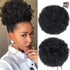 rosmile Afro Puff Clip On Synthetic Ponytail Extension for Black Women, 80g 1B# Short Kinky Bun