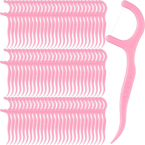 200 Count Dental Floss Picks Bulk, Non-Breakable Dental Flossers for Adults, Family Pack Travel (Pink)