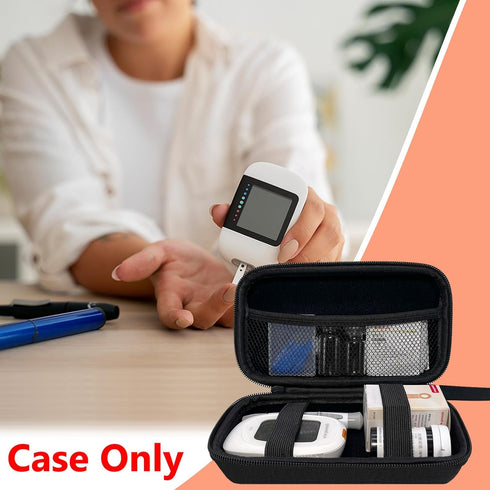 Diabetic Supplies Travel Case, Organizer for Blood Glucose Monitor Kit, Test Strips, Lancets, and More (Case Only)