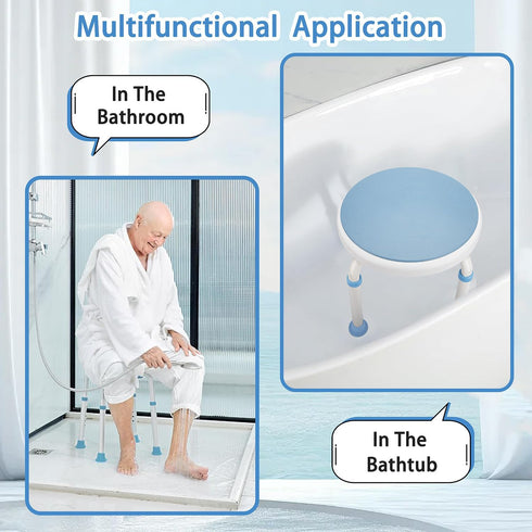 pxsulliao Foldable Adjustable Swivel Bath Seat Bathroom Bathtub Shower Chair Stool for Elderly and Disabled, Seniors