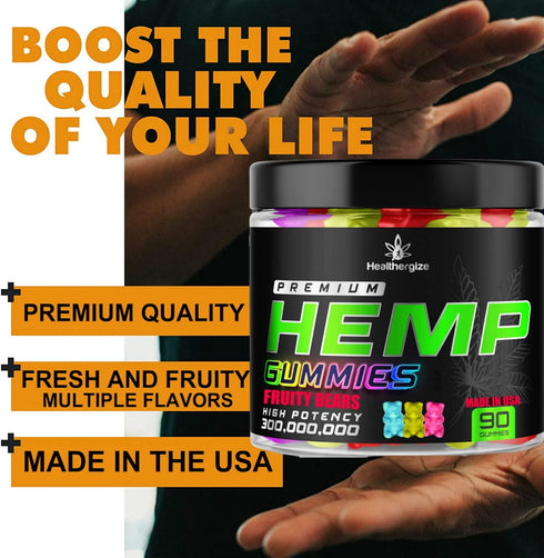 Hemp Gummies Premium Hemp Oil Gummy Bears - Natural Calm, Peace and Relaxation, Promote Sleep, Made in USA