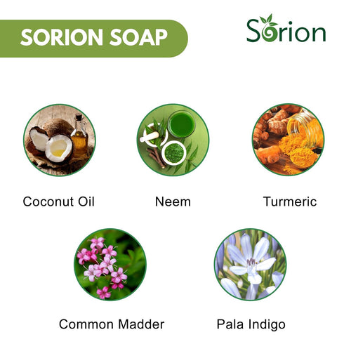 Sorion Soap for Face and Body - Comforting Skin Care with Coconut Oil, Neem, Turmeric, and Essential Oils