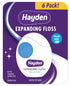 Hayden Expanding Dental Floss, Fresh Feeling Polar Mint Woven Floss, 6 Pack Value, 180 Yards