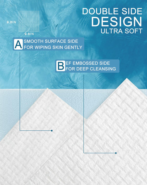 LUXU Disposable Face Towels (25 Ct, 2 Pack) - Clean Facial Washcloths for Sensitive Skin, Soft and Thick