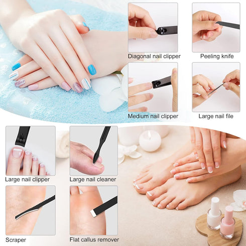 Nail Clippers Set, High Precision Stainless Steel Pedicure Kit with Sharp Nail Scissors and Clipper