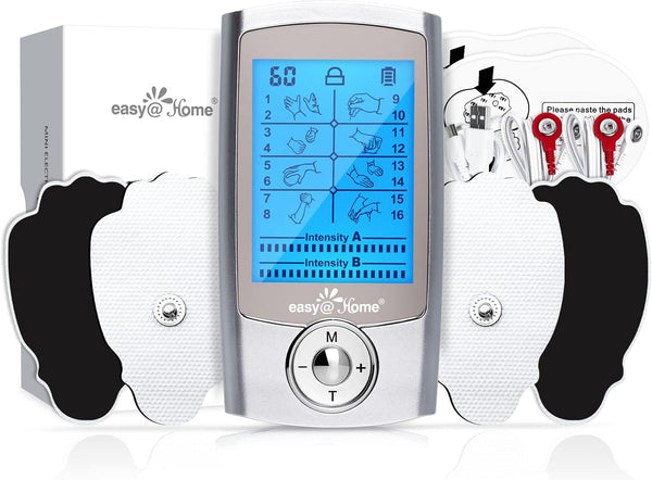 Mini Electronic Pulse Stimulator - Easy@Home TENS Unit Muscle Massager for Pain Relief Therapy
