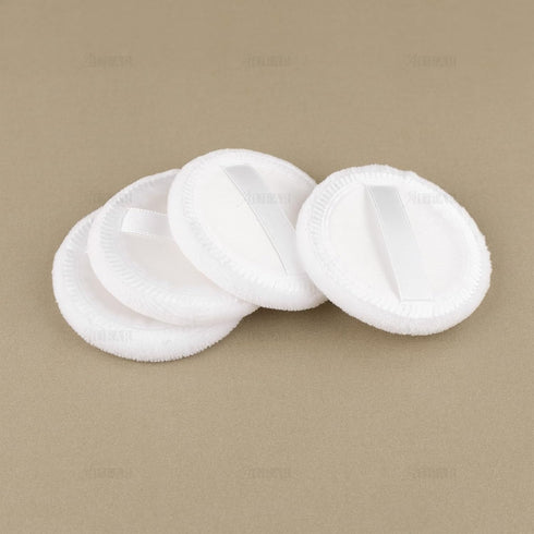 AUEAR 10 Pack Powder Puffs, Washable Pure Cotton Round Makeup Pads for Loose Foundation (White)